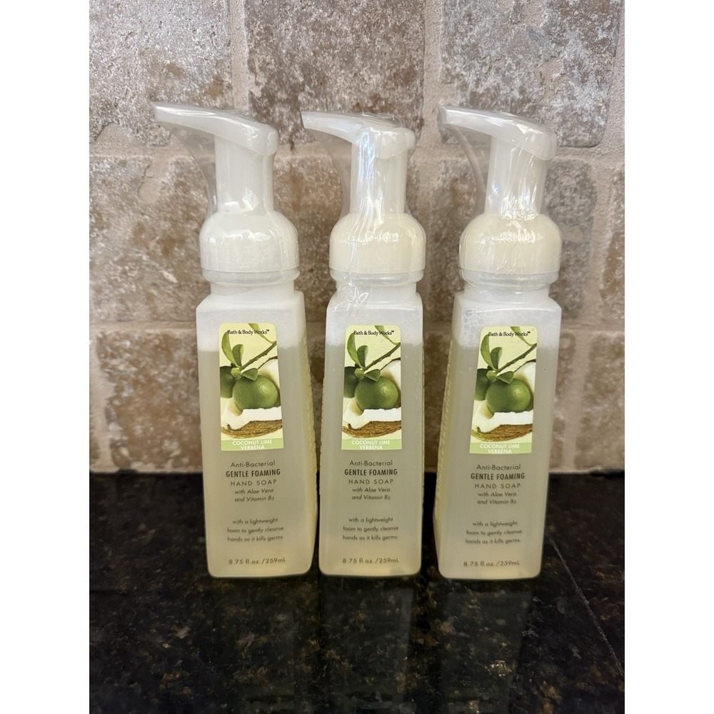 Bath & Body Works Coconut Lime Verbena 8.75oz Antibacterial Foaming Hand Soap *3
